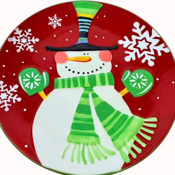 Pier 1 Imports Jolly Holiday Snowman Collection Dessert Plate Set of 2 Christmas - Picture 15 of 16